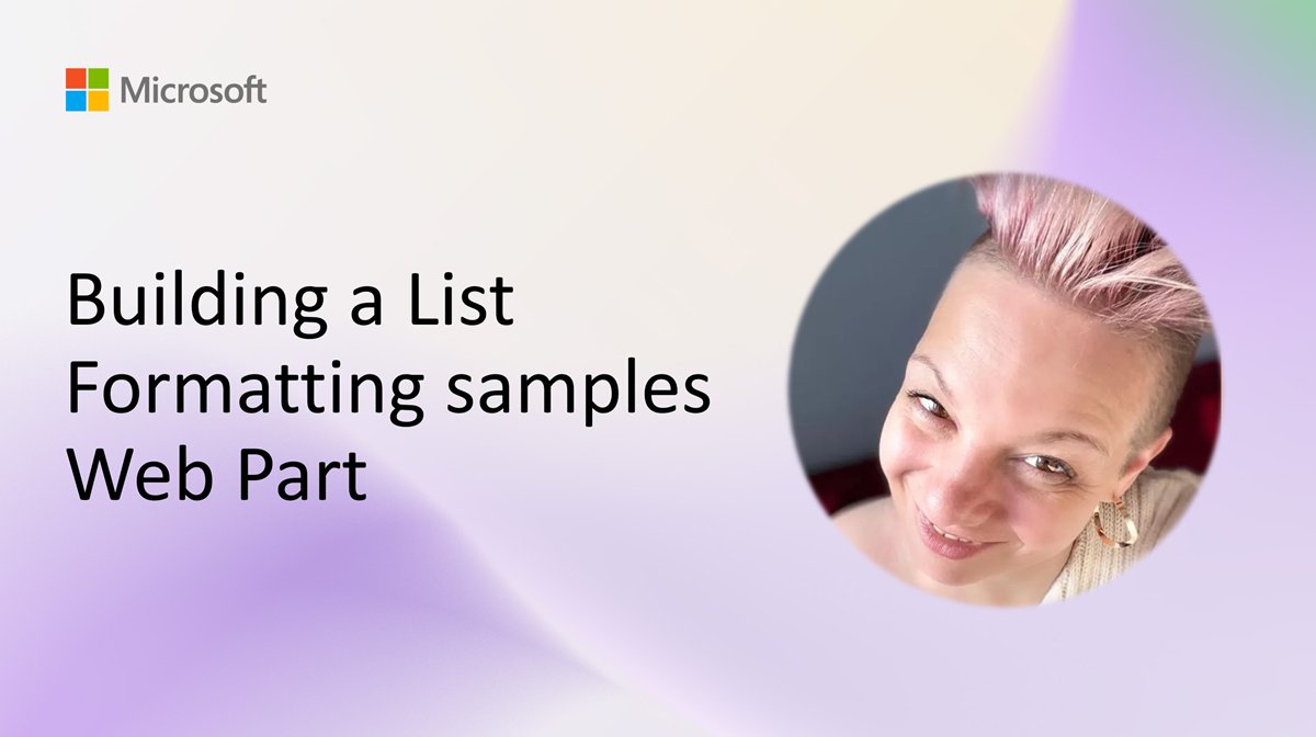 SharePoint's tweet image. 💡 No more copy-pasting JSON!  

@LuiseFreese built a web part that applies SharePoint column formatting samples from GitHub with one click.  

📺 → msft.it/6010SWdMn  

#Microsoft365Dev #SPFx #SharePoint #ListFormatting