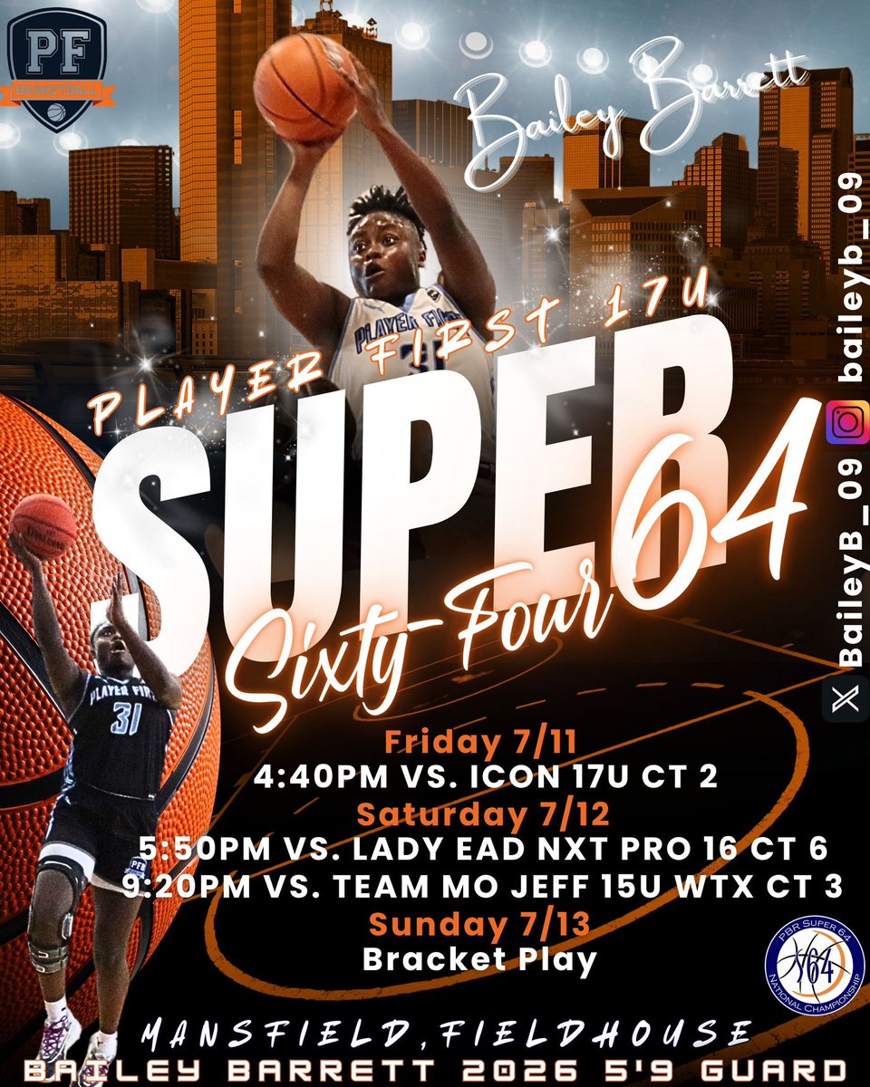 Weekend Schedule for Super 64…COME CHECK US OUT! ! ! PlayerFirst 17U NXTPRO

📍Mansfield, TX, July 11-14