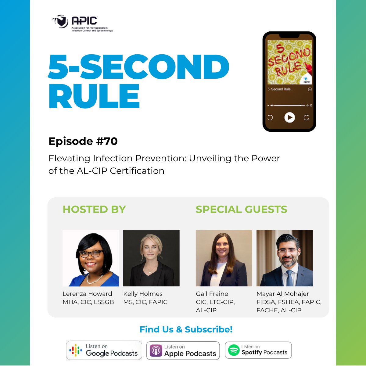 In July's 5 𝘚𝘦𝘤𝘰𝘯𝘥 𝘙𝘶𝘭𝘦, hosts Kelly and Lerenza sit down with Gail Fraine and Dr. Mayar Al Mohajer to explore the power of the Advanced Leadership Certification in Infection Prevention (AL-CIP). 

Listen now: l.feathr.co/5SR_0725_Story

#HealthcareLeadership #ALCIP