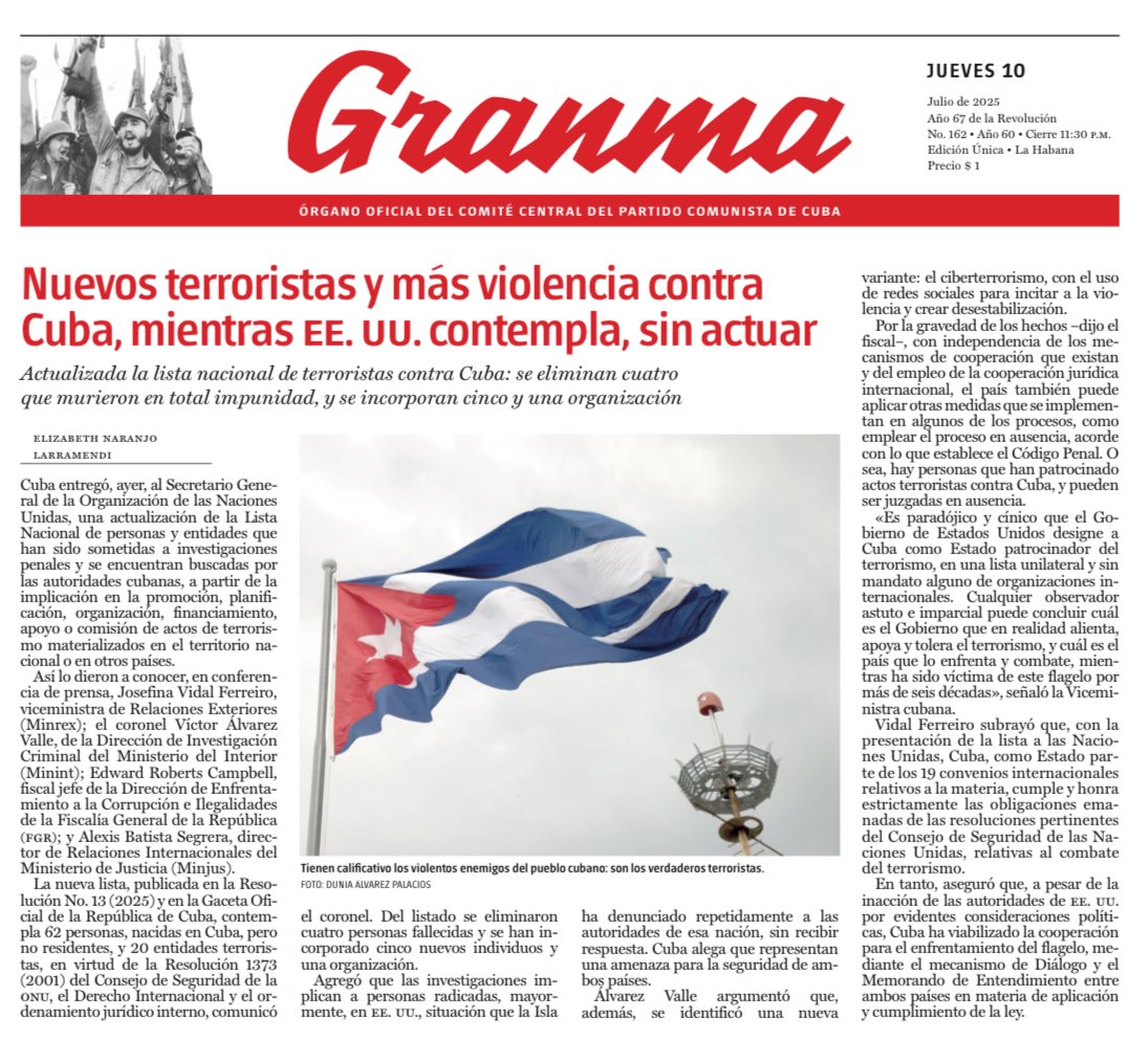 Quiso el destino que el mismo día que la dictadura cubana publicó su “Lista de Terroristas”, un preso político murió en huelga de hambre y Ferrer fue golpeado en prisión.

Tienen moral para hablar de terrorismo quienes practican terrorismo de Estado? La respuesta es simple.

NO.