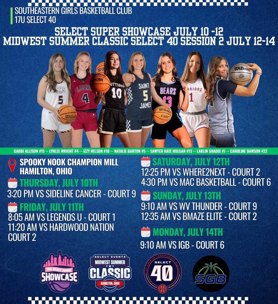 LaklinShadix's tweet image. My schedule for this weekend. Coaches come check us out! @sgb_club