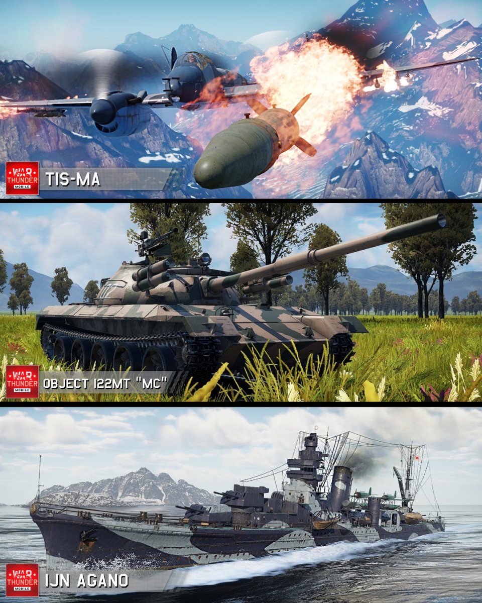 WT_Mobile_'s tweet image. [OFFER] 🎭 Sometimes They Come Back...

The legendary Object 122 MT “MC”, the relentless IJN Agano, and the devastating TIS-MA are back on #sale!

Get #vehicles that can 🪠 #exterminate!

#wtm #warthundermobile #game #tank #ship #aircraft #battle