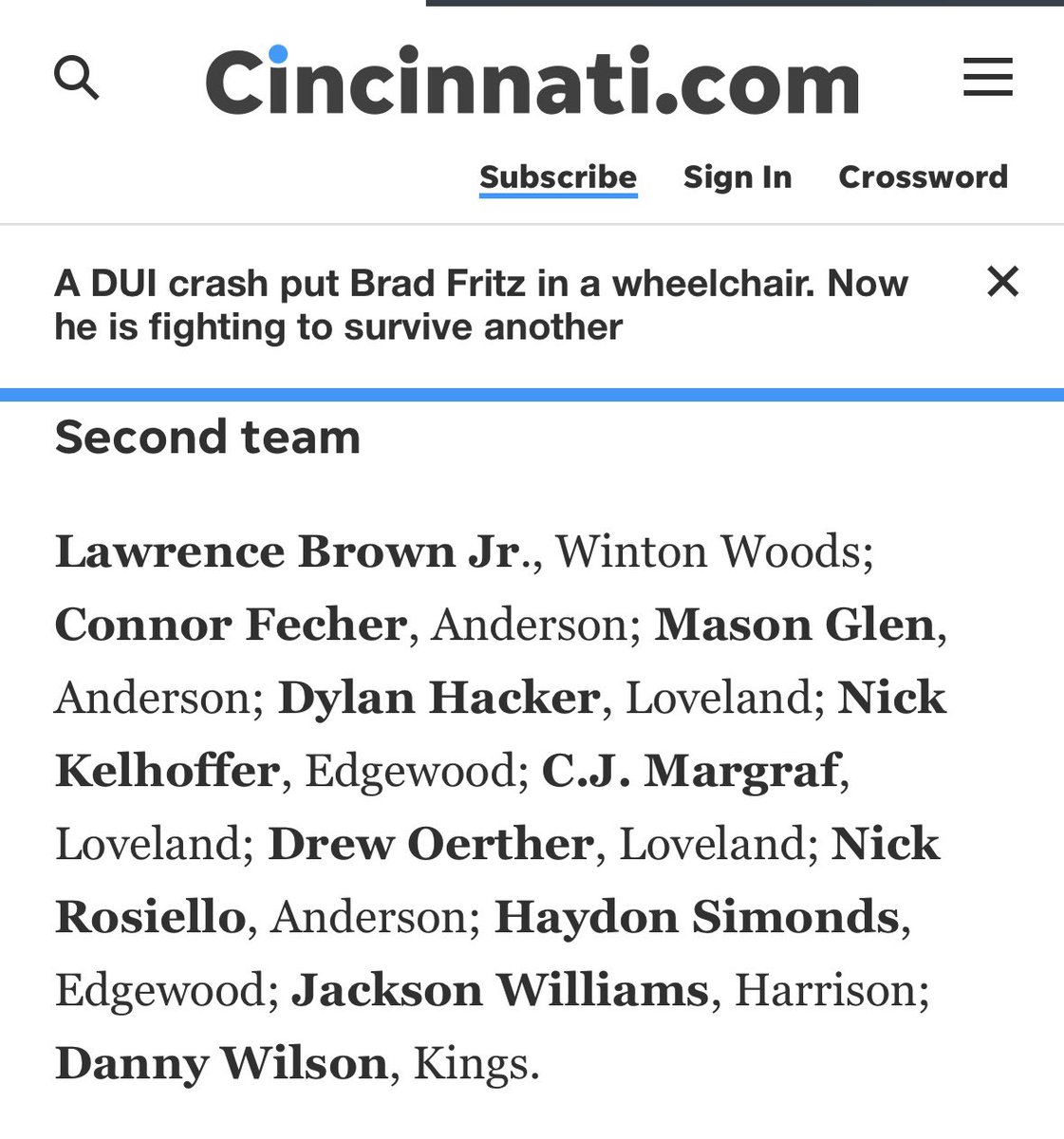 Congrats to our guys who made the Enquirer’s Division II All-City Team:
🥇 Team: Eric Fleetwood and Hudson Best
🥈 Team: Connor Fecher, Mason Glen and Nick Rosiello
#GoRaps
