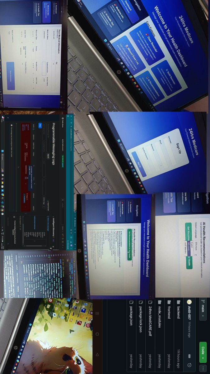 Anushkapatil578's tweet photo. After 36hrs of work we did it!Just built โ24hrs MediCAREโ at #HackOrbit2025 via @Unstop!
๐ AI health tips (English, Hindi, Marathi) via #GeminiAI
๐ฒ SMS med reminders via #Twilio
๐ ๏ธ Vanilla JS + Node.js + Express
๐จโ๐ป Team Dev Pirates
#HealthTech #BuildInPublic #HackathonProject https://t.co/Vhs8SGNe73
