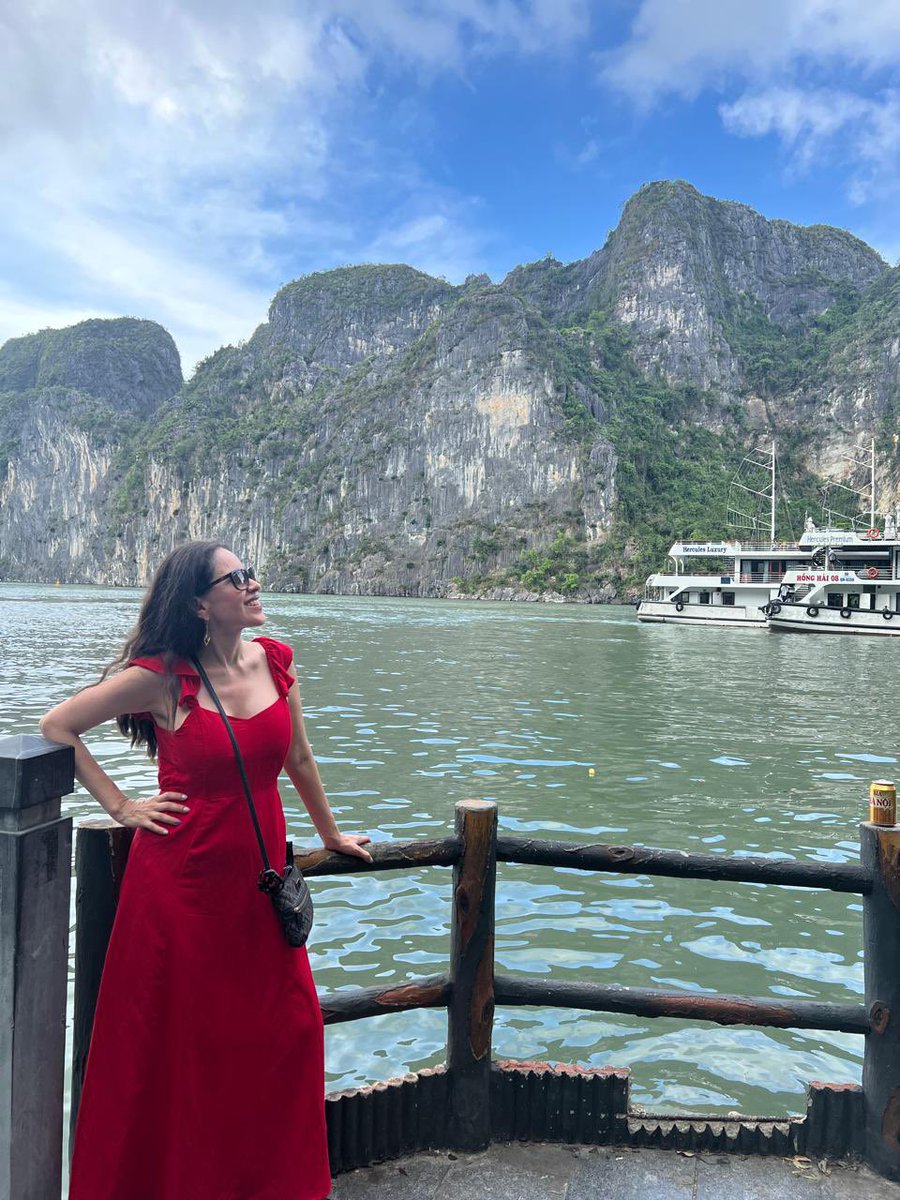 AleidaAzamarA's tweet image. 🌊✨ La Bahía de #HaLong es un lugar que parece un cuento donde las montañas emergen del agua en la niebla.
Navegar a bordo de un junco tradicional fue una gran experiencia en esas aguas esmeralda, islas calizas cubiertas de vegetación y un cielo que cambia de color cada hora.