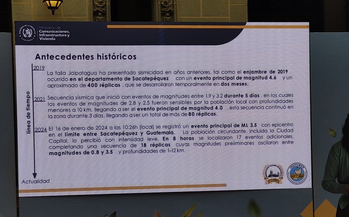 lsanchez_gtv's tweet image. El director de @insivumehgt explica que históricamente el país ha reportado enjambre de sismos que han durado hasta dos meses. Desde el martes 8 de julio se han registrado 348 temblores entre 1, 4 y 4.5 grados. Se reportan 7 fallecidos.
@Guatevision_tv @prensa_libre