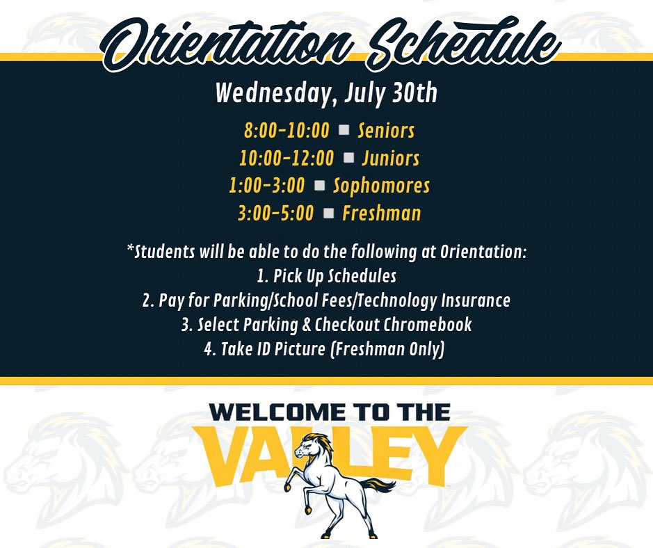 🟡 Orientation Info 🔵

Online Student Registration Form (Required for ALL Students):
bcstechnology.org/bradley-county…

Pay your fees online:
square.link/u/DxagcC7J (School Fee)
square.link/u/32ujNR5K  (Tech Insurance)

SGA will be have Homecoming tickets available for purchase for $20!