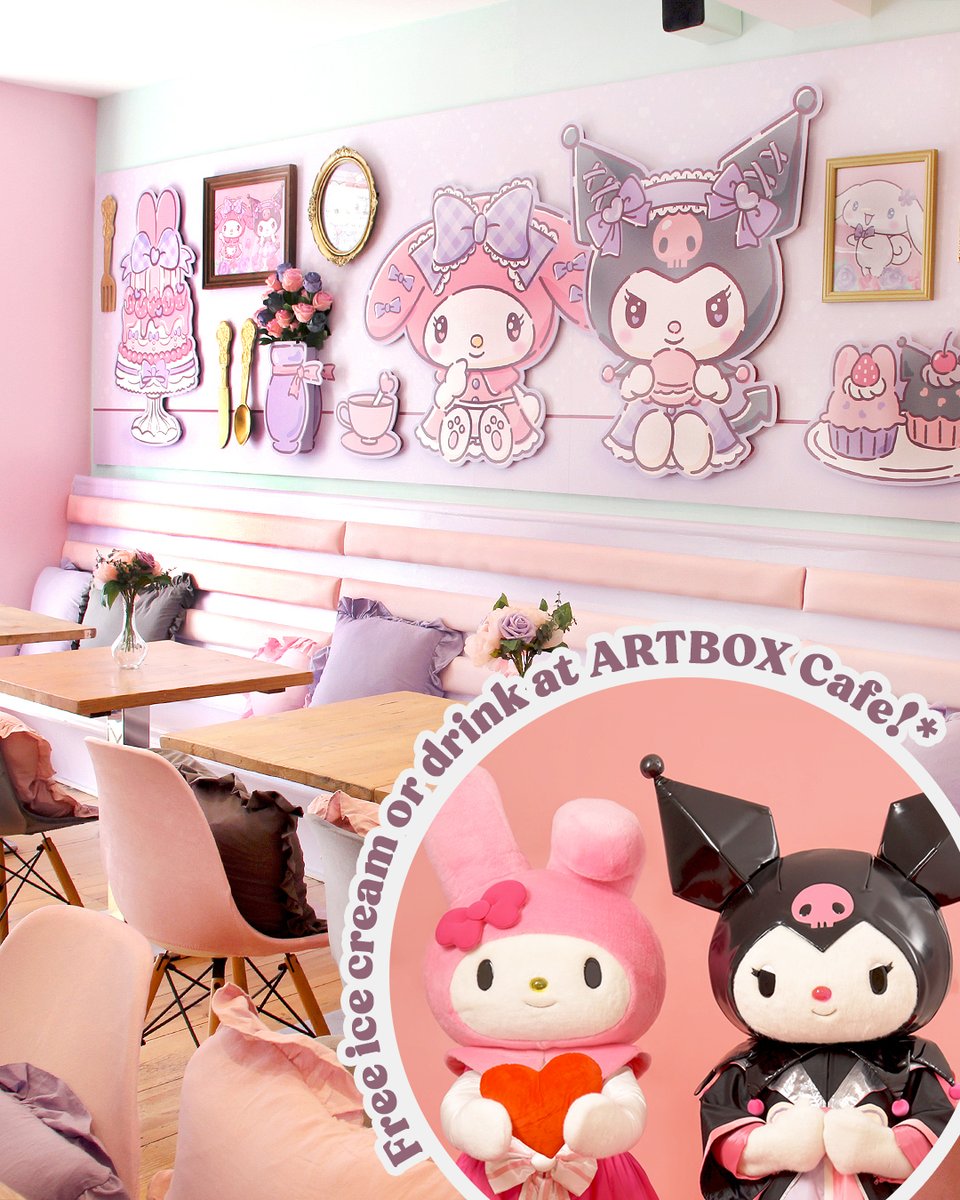 HYPERJAPANevent's tweet image. Did you know about @artbox_cafe in Brighton? 👀💖Take part in the M&G with My Melody or Kuromi on Sat or Sun, then go to the ARTBOX booth and show your selfie to a staff member to get a voucher for a FREE ice cream or drink* when you visit ARTBOX Cafe in Brighton! *T&Cs apply.