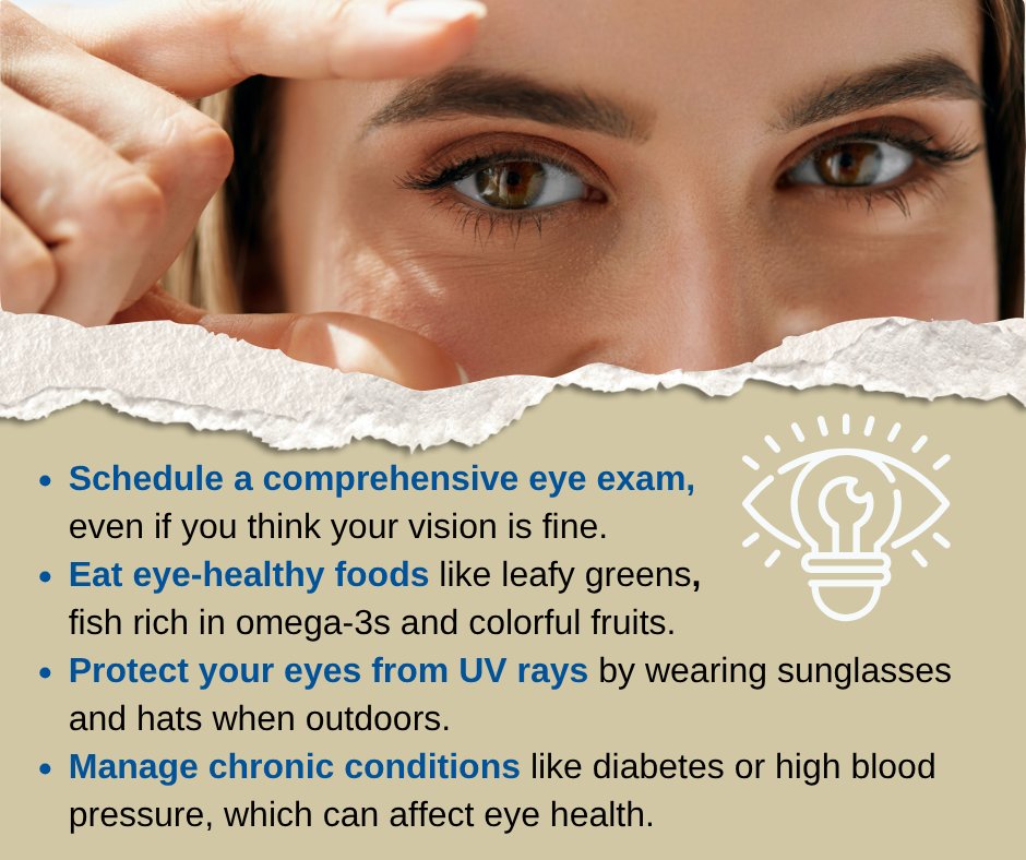 Vision is important to your health and independence. May is #HealthyVisionMonth! Do not wait! Take steps today to protect your sight for tomorrow. 🕶️👁️ #EyeHealth