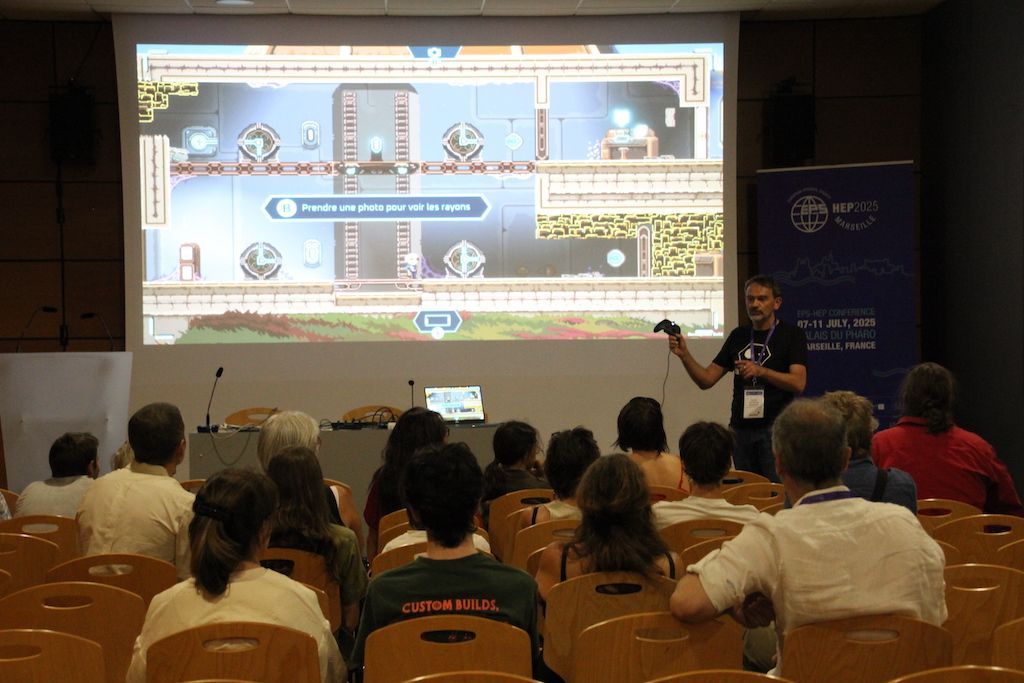 EPS-HEP 2025 (@epshep2025) on Twitter photo ✨🗣 Ces deux dernières soirées à #EPSHEP :
La science à la rencontre du public avec du speed dating scientifique, La Fresque des Infinis et une démo du jeu Exographer <a href="/abylight/">Abylight Studios 🎮 CITADELUM-EXOGRAPHER-ANOXIA</a> !
Curiosité, échanges et exploration de l’Univers — merci à toutes et tous d’avoir participé ! ✨🗣 Ces deux dernières soirées à #EPSHEP :
La science à la rencontre du public avec du speed dating scientifique, La Fresque des Infinis et une démo du jeu Exographer <a href="/abylight/">Abylight Studios 🎮 CITADELUM-EXOGRAPHER-ANOXIA</a> !
Curiosité, échanges et exploration de l’Univers — merci à toutes et tous d’avoir participé !