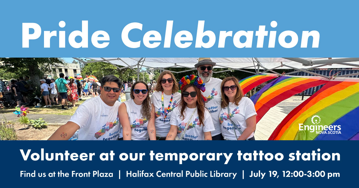 EngineersNS's tweet image. 🌈 Engineers Nova Scotia is thrilled to once again celebrate and support the 2SLGBTQIA+ community at this year’s Halifax Pride Festival! Swing by our tattoo station to grab a fun tattoo and meet our staff and volunteers.
Learn more at engineersnovascotia.ca/events/view/?e…