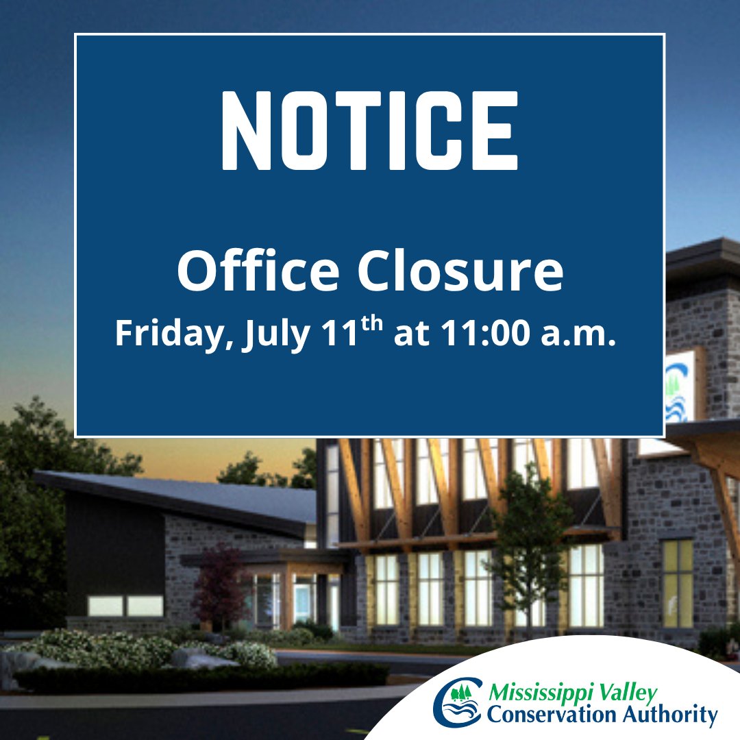 Notice of Closure: The MVCA office will be closing at 11 a.m. on Friday, July 11th. We will reopen on Monday, July 14th at 8:30 a.m.