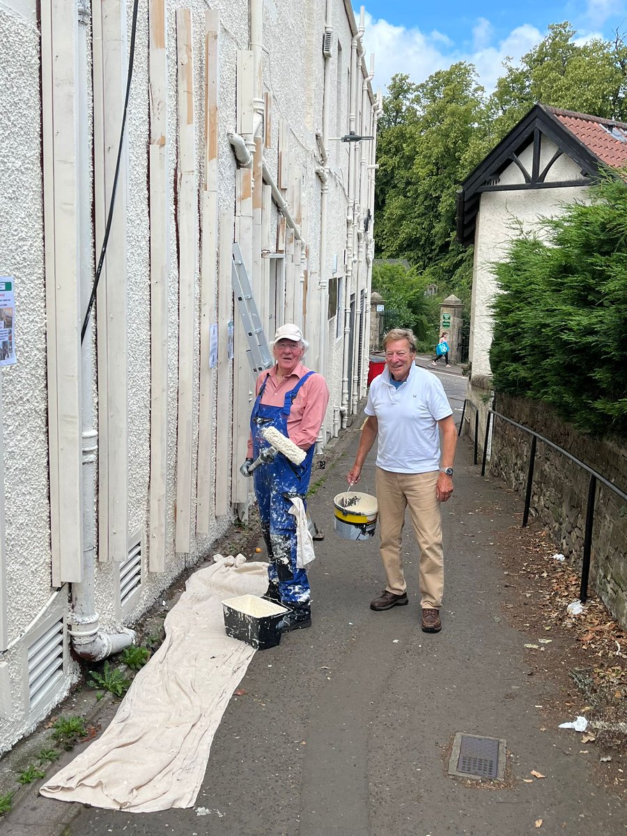 Nearly there!  Today's team included Iain Gotts, so we made good progress. One more day will see the masonry painting done, then Eddie will join Chris in the studio to work on the mural.  Opening ceremony 25th July at 11.00am - all welcome!