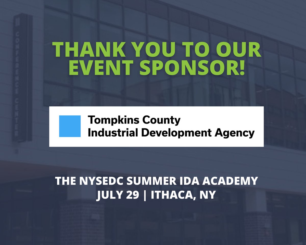 Join us in thanking the Tompkins County IDA for sponsoring our IDA Academy, July 29th at the Ithaca Downtown Conference Center.

IDA board members will receive required training from the ABO. Registration and sponsorship opportunities are available here: nysedc.org/2025_summer_id…