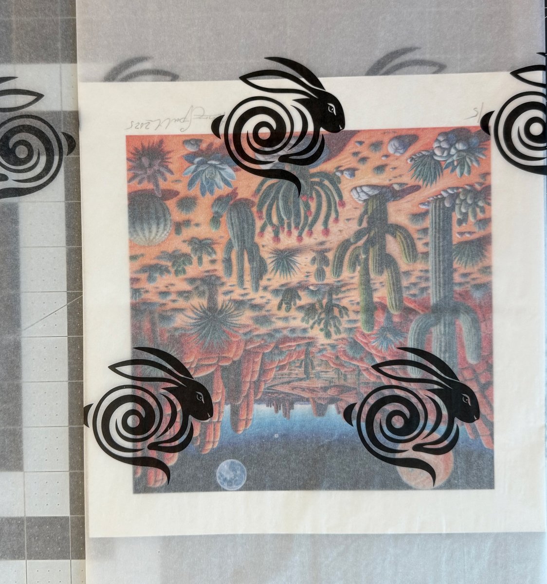 annespalter's tweet photo. Wrapping and packing with new custom tissue paper :-) #collectfineart #rabbitenergy #limitededitionprints https://t.co/s2QqXhLLWo https://t.co/PfSubvpHQo