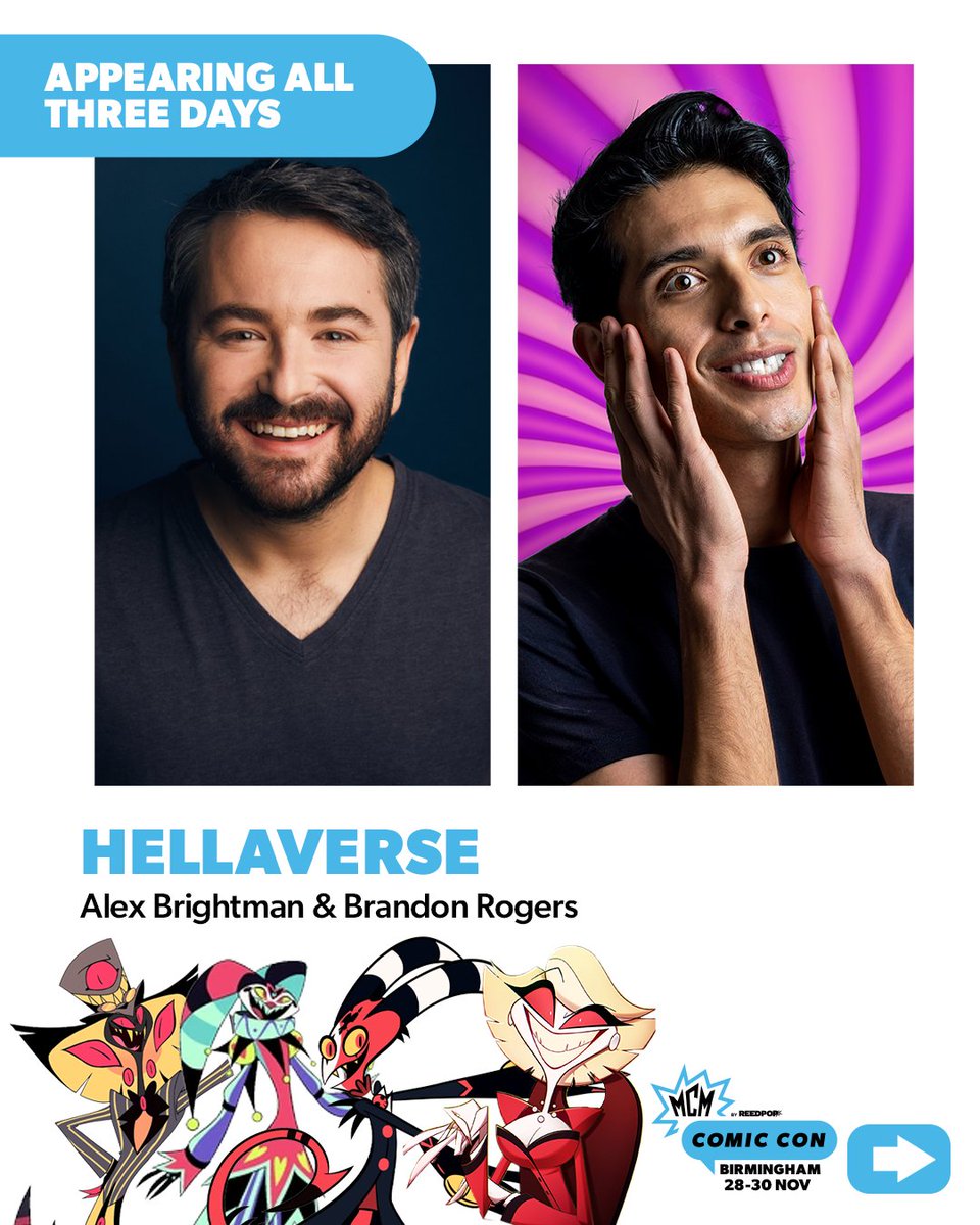 MCMComicCon's tweet photo. Hey MCM Birmingham fans! Our first guests are in 👀⁣
⁣
Hellaverse stars Alex Brightman and Brandon Rogers are headed to MCM Birmingham 28-30 Nov! Pre-purchase options and panel info coming soon ❤️⁣
⁣
Get MCM tickets: https://t.co/H78Zhe35hq https://t.co/MHn9Z20Zio