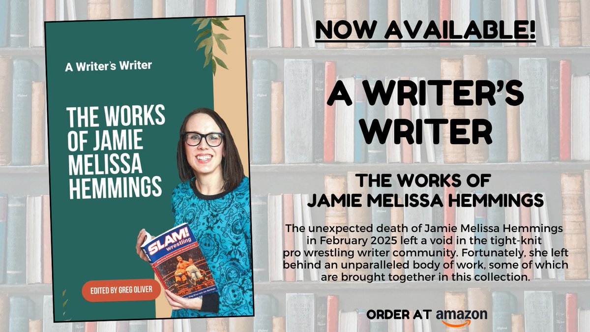Greg Oliver (@gregmep) on Twitter photo There is a collection of the works of Jamie Melissa Hemmings now available at Amazon, both in paperback & Kindle. "A Writer’s Writer: The Works of Jamie Melissa Hemmings" includes stories from <a href="/slamwrestling/">Slam Wrestling</a> & my recollections of her work on the pieces. tinyurl.com/uztafvyr There is a collection of the works of Jamie Melissa Hemmings now available at Amazon, both in paperback & Kindle. "A Writer’s Writer: The Works of Jamie Melissa Hemmings" includes stories from <a href="/slamwrestling/">Slam Wrestling</a> & my recollections of her work on the pieces. tinyurl.com/uztafvyr