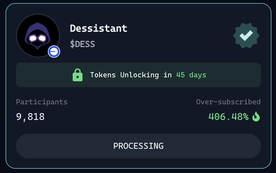 gVirgen

We are thrilled to share that Dessistant has achieved an incredible milestone with 9,818 pledgers and an astonishing 406.48% oversubscription! 

Your overwhelming support and belief in our vision have made this possible. 

Thank you for joining us on this exciting