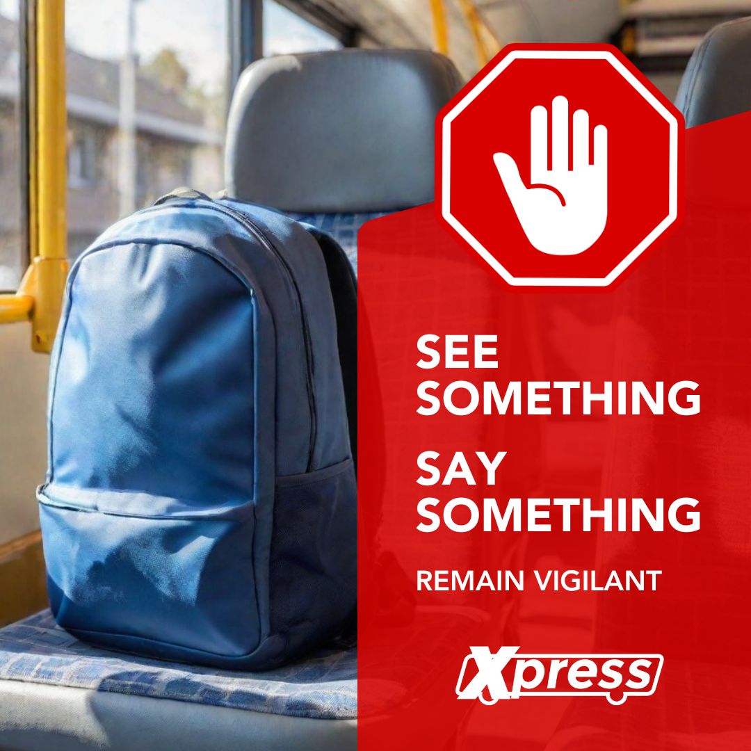 ATLTransitLink's tweet image. At Xpress, safety comes first! Stay vigilant and report any unusual activity on our buses or park & ride lots. Remember, if you #SeeSomethingSaySomething. Together, we can ensure a secure commute for everyone. 👀🚍 #XpressGA #TheATL