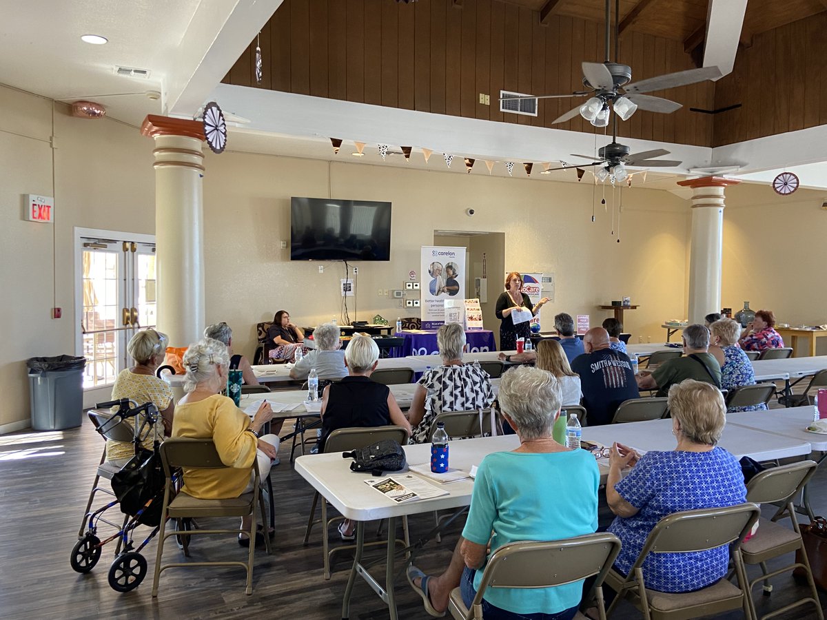 LVMPDSCAC's tweet image. Our Crime Prevention Specialist speaking with Seniors about Scams, Fraud, and Personal Safety. Thank you CareMore Health for hosting this event.