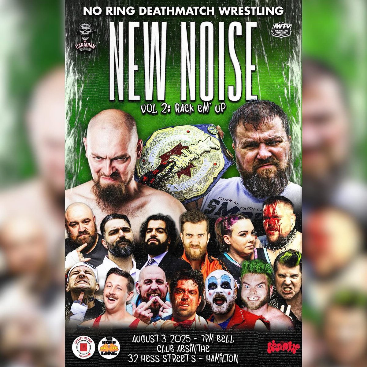 You’ve seen our street poster. Now lay your eyes on the OFFICIAL poster for New Noise Vol. 2, designed by the incomparable <a href="/matttylattty/">matty🥕</a>. 

Join us on August 3 as we make our no-ring debut in Hamilton! 

rackemup.eventbrite.com