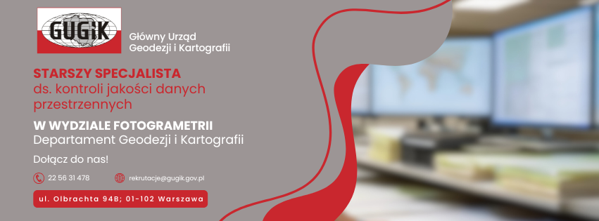 GUGiKgovpl's tweet image. Poszukujemy Starszego Specjalisty do spraw kontroli jakości danych przestrzennych z doświadczeniem zawodowym w produkcji lub kontroli jakości danych przestrzennych, dobrą znajomością narzędzi GIS i zagadnień z zakresu systemów informacji przestrzennej nabory.kprm.gov.pl/mazowieckie/wa…