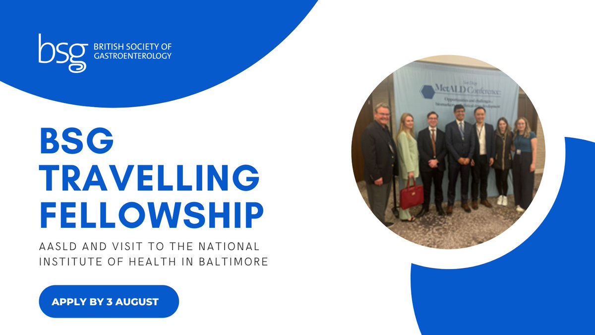 BSG (@britsocgastro) on Twitter photo Are you a trainee with a strong interest in Hepatology?
🌎 Apply for our fellowship to attend AASLD’s Liver Meeting in the USA this November & spend a couple of weeks at the National Institute of Health in Baltimore!
Apply by 3rd August 👉 ow.ly/xGaP50Wnvvu <a href="/BSGTrainees/">BSG Trainees</a> Are you a trainee with a strong interest in Hepatology?
🌎 Apply for our fellowship to attend AASLD’s Liver Meeting in the USA this November & spend a couple of weeks at the National Institute of Health in Baltimore!
Apply by 3rd August 👉 ow.ly/xGaP50Wnvvu <a href="/BSGTrainees/">BSG Trainees</a>