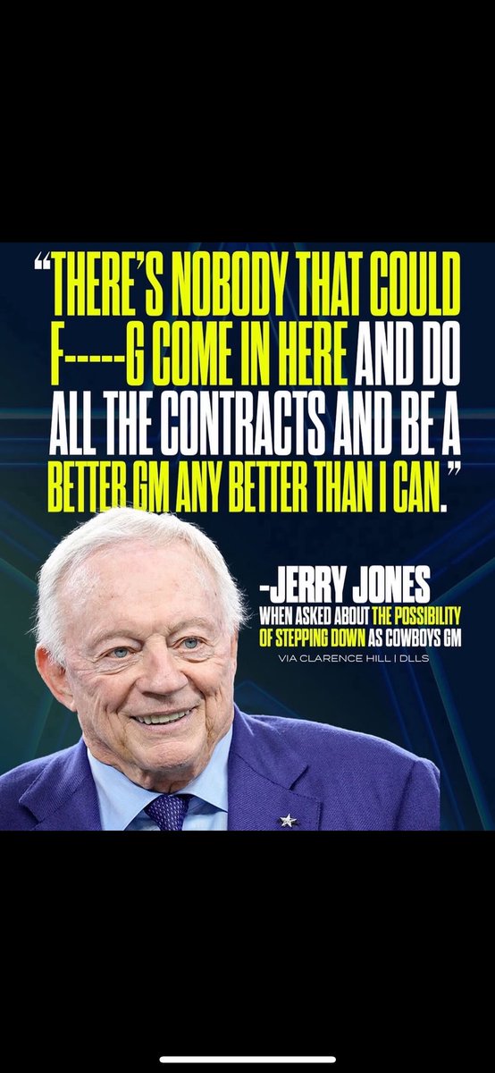 firejerrydc's tweet image. THE WISE WORDS OF THE MAN JERRY JONES 🤣🔥 

COWBOYS NATION GET YOUR ALL WHITE FIRE JERRY TRAINING CAMP HATS 💙 firejerrydc.myshopify.com