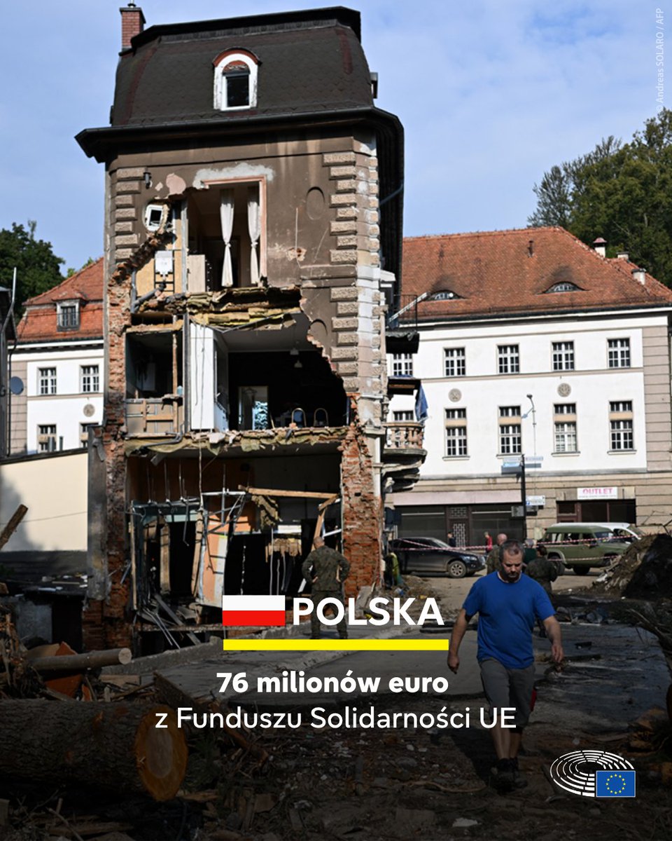 EUinPL's tweet image. 🇪🇺💧76 mln euro dla Polski z Funduszu Solidarności UE!
To część 280 mln euro wsparcia dla krajów Europy Środkowo-Wschodniej dotkniętych powodziami.
💡 Pomoc trafi m.in. na odbudowę infrastruktury, zakwaterowanie, prewencję i sprzątanie.
#FunduszSolidarności