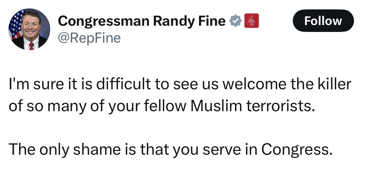 RepAndreCarson's tweet image. Calling our colleague @Ilhan a “Muslim terrorist” is Islamophobic, disrespectful, and dangerous.
There are about 4.5 million Muslims nationwide. Muslims reside in every Congressional district, but Islamophobic incidents are rising – thanks in large part to rhetoric like this.