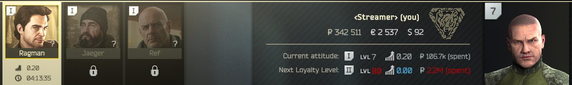 Ok quests are back nice! How are we going to get Ragman to level 2 and progress sir <a href="/nikgeneburn/">Nikita Buyanov</a> so we get prestige 3 and 4? As you may know Only business and following quests are required for kappa <a href="/bstategames/">Battlestate Games</a>