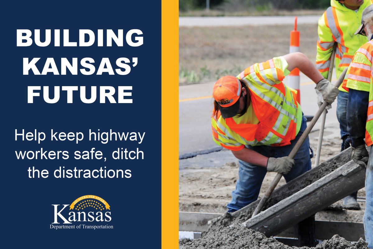 KDOTHQ's tweet image. KDOT crews work hard to keep Kansas moving. You can respect their "office space" by giving them room to work, slowing down in work zones and ditching the distractions.
#GiveEmABrake #MoveOverKS