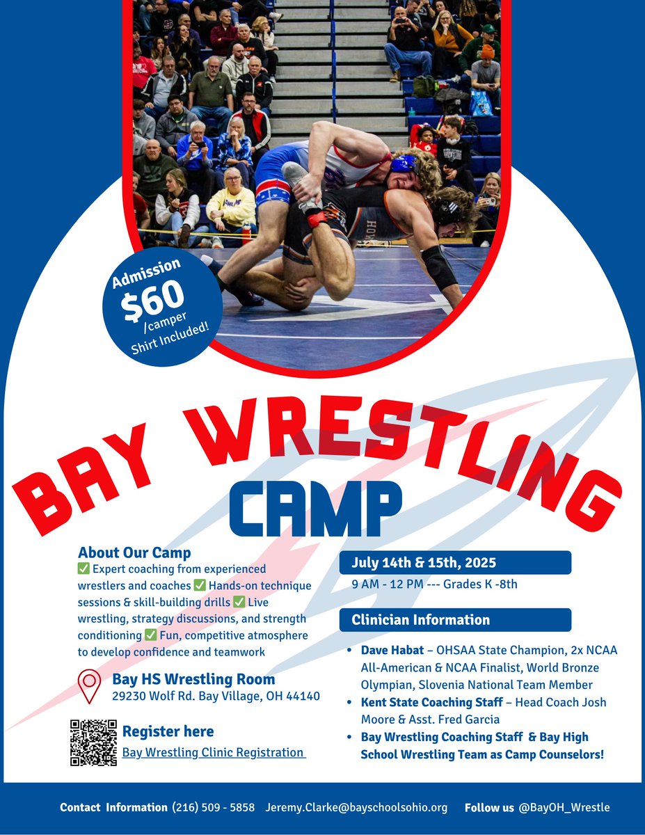 There is still time to register for the Bay Youth Wrestling Camp scheduled for July 14 &amp; 15!
