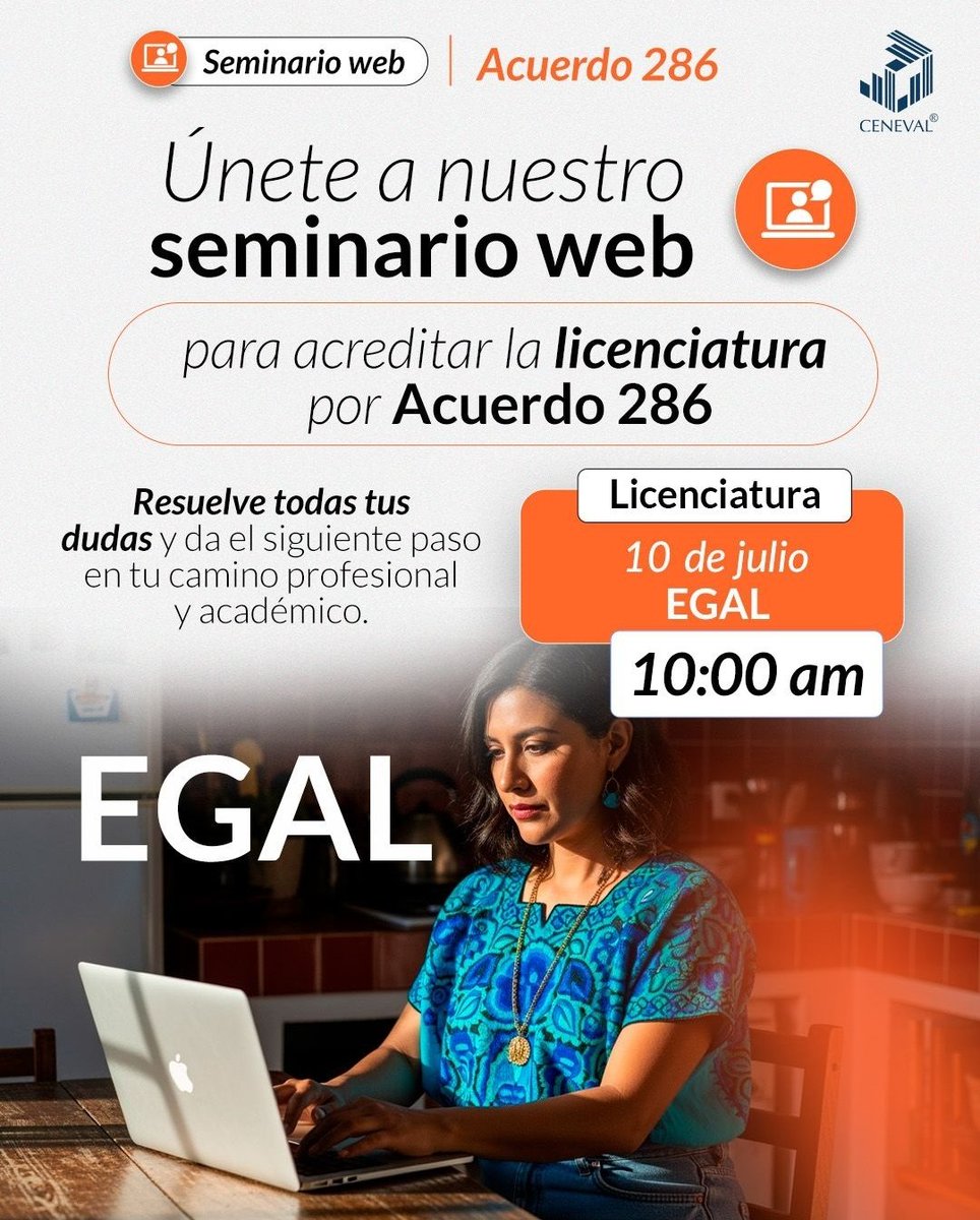 ¿Ya te registraste a nuestro seminario web? Recuerda que con el EGAL del Ceneval puedes obtener tu título de licenciatura por #Acuerdo286.

Regístrate aquí 

👉register.gotowebinar.com/register/81388…