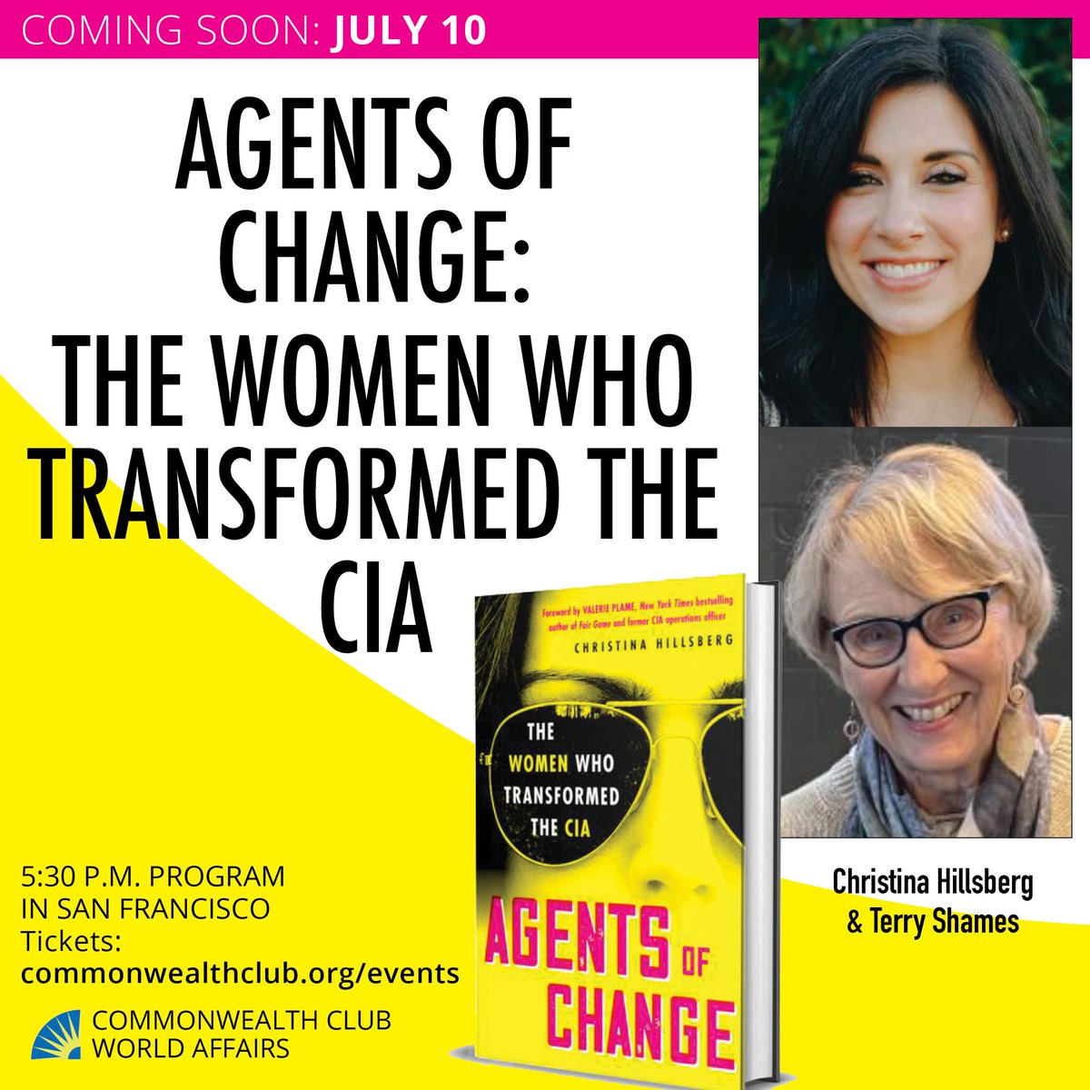 Commonwealth Club World Affairs of California (@cwclub) on Twitter photo Espionage! Spies! Learn more about them—specifically, how women changed the CIA.
Tonight <a href="/cwclub/">Commonwealth Club World Affairs of California</a> in San Francisco:
• 5:30 PM PDT / Agents of Change: The Women Who Transformed the CIA
with <a href="/christinahillsb/">Christina Hillsberg</a> & <a href="/ShamesTerry/">Terry Shames</a>
Details & tickets: commonwealthclub.org/events/2025-07… Espionage! Spies! Learn more about them—specifically, how women changed the CIA.
Tonight <a href="/cwclub/">Commonwealth Club World Affairs of California</a> in San Francisco:
• 5:30 PM PDT / Agents of Change: The Women Who Transformed the CIA
with <a href="/christinahillsb/">Christina Hillsberg</a> & <a href="/ShamesTerry/">Terry Shames</a>
Details & tickets: commonwealthclub.org/events/2025-07…