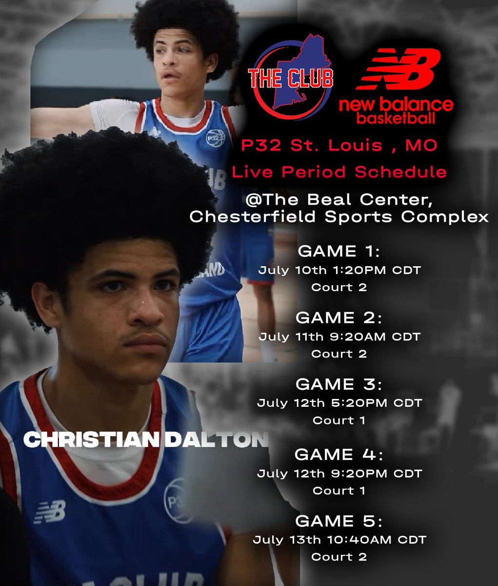 👀July Live Period kicks off today for The Club on the New Balance P32. Our 17U squad features 9 Scholarship level prospects, including 2027 Point Guard Christian Dalton! See you soon...
#P32