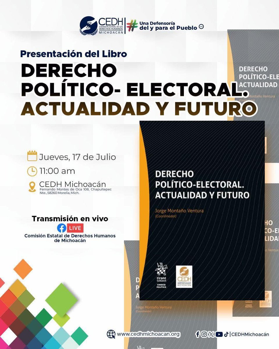 Aparta las fechas:
🗓️ 14 de julio 
🗓️ 15 de Julio 
🗓️ 17 de Julio 

La CEDH Michoacán se engalana con grandes eventos y presentaciones que no te puedes perder. Sé parte de ellos. #SomosunaDefensoríadeyparaelPueblo