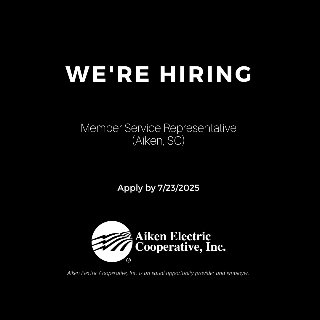 BECOME A PART OF THE CO-OP FAMILY

We're hiring a Member Service Representative in Aiken, SC.

Apply here by 7/23: bit.ly/44mY8sB