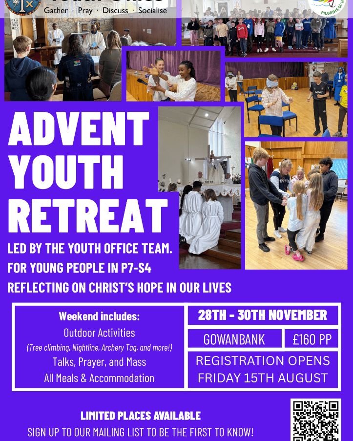 Diocese of Galloway Youth (@rcdgyouth) on Twitter photo Save the date! Our Youth Office are running at Advent Retreat for young people in P6-S4 from 28th - 30th November. Registrations open Friday 15th August, subscribe to their mailing list to be the first in line! preview.mailerlite.io/forms/1639056/… Save the date! Our Youth Office are running at Advent Retreat for young people in P6-S4 from 28th - 30th November. Registrations open Friday 15th August, subscribe to their mailing list to be the first in line! preview.mailerlite.io/forms/1639056/…