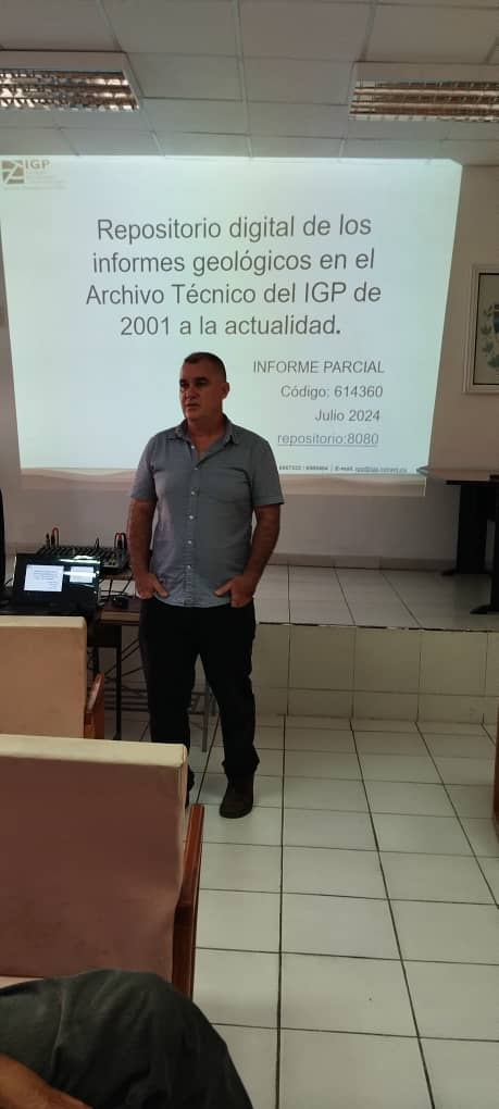 Presenta M. Sc. Jussel Pérez Domínguez etapa parcial del proyecto de la Dirección Gestión del Conocimiento del <a href="/IgpCuba/">IGP</a>.