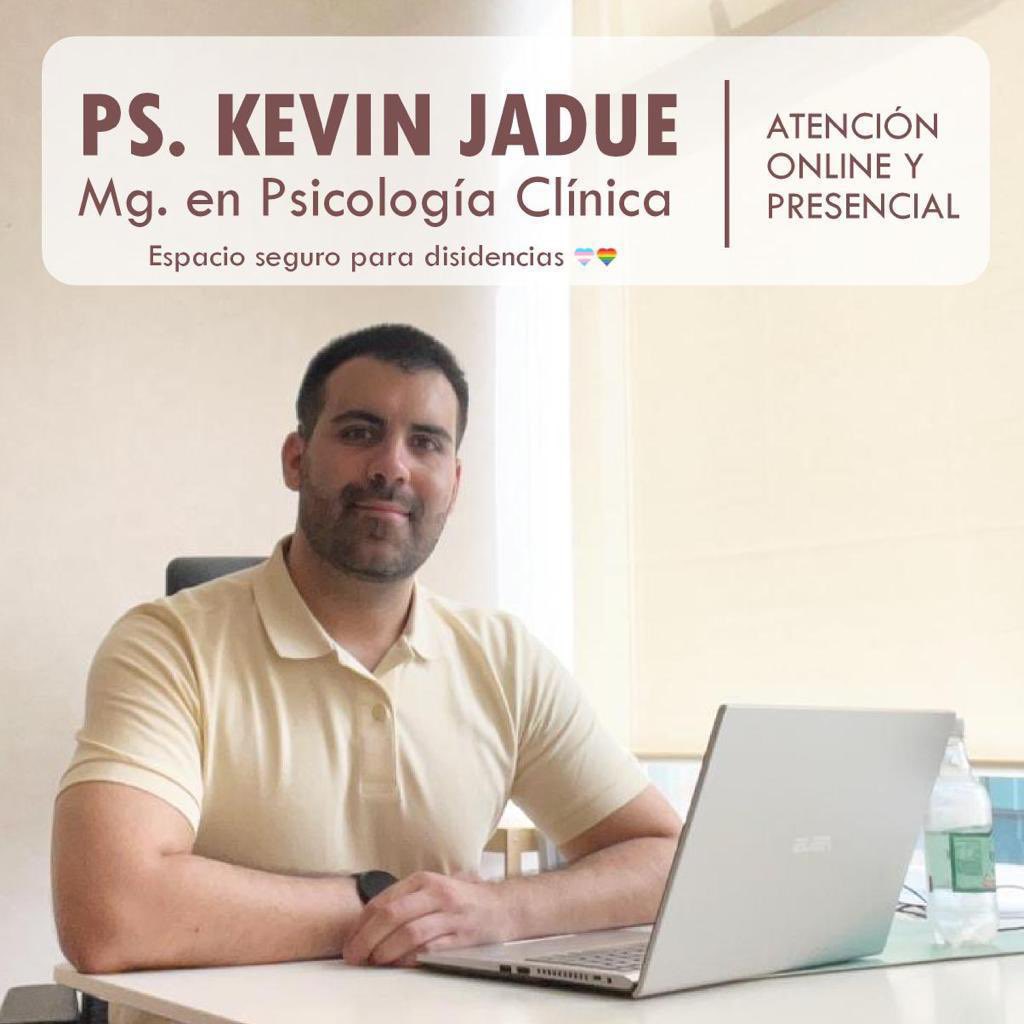 Hola, mi nombre es Kevin Jadue 🏳️‍🌈 y soy psicólogo. Me encuentro con horas de atención disponibles en modalidad presencial y online, además de entregar asesoramientos para entrevistas psicológicas laborales. Consultas al DM 😌📨 o a mi Instagram que está en el perfil :)