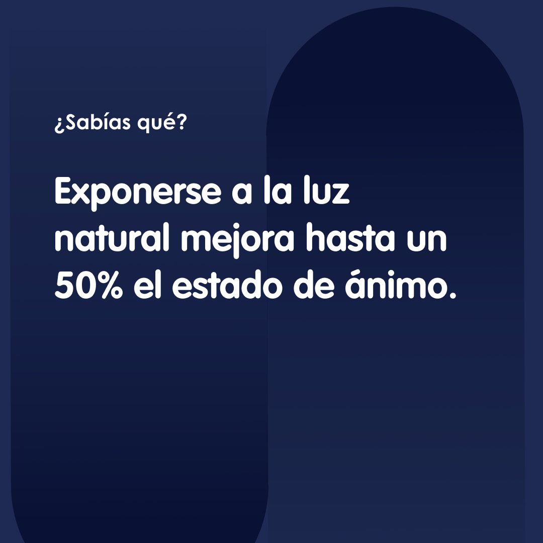 ¿Sabías que exponerte a la #luznatural puede mejorar tu estado de ánimo hasta un 50%?

Vamos, que igual lo que te hace falta no es otro café… ¡sino un paseo al sol! 🌞

Sal un ratito, carga pilas y deja de ser una planta de interior.