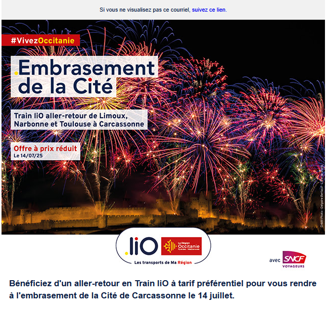 A_Pequi's tweet photo. Pas ouf cette campagne de com' reçue par mail aujourd'hui de @lio_train_sncf, vu l'actualité avec les incendies notamment à Narbonne... https://t.co/TiViHe4JcE