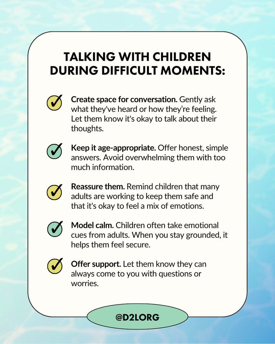Darkness2Light's tweet image. Our hearts are with those impacted by the devastating floods in Texas, especially the campers, their families, and the surrounding communities facing such profound loss. In times of tragedy, safe adults matter most. Here's how you can support kids through difficult news 👇