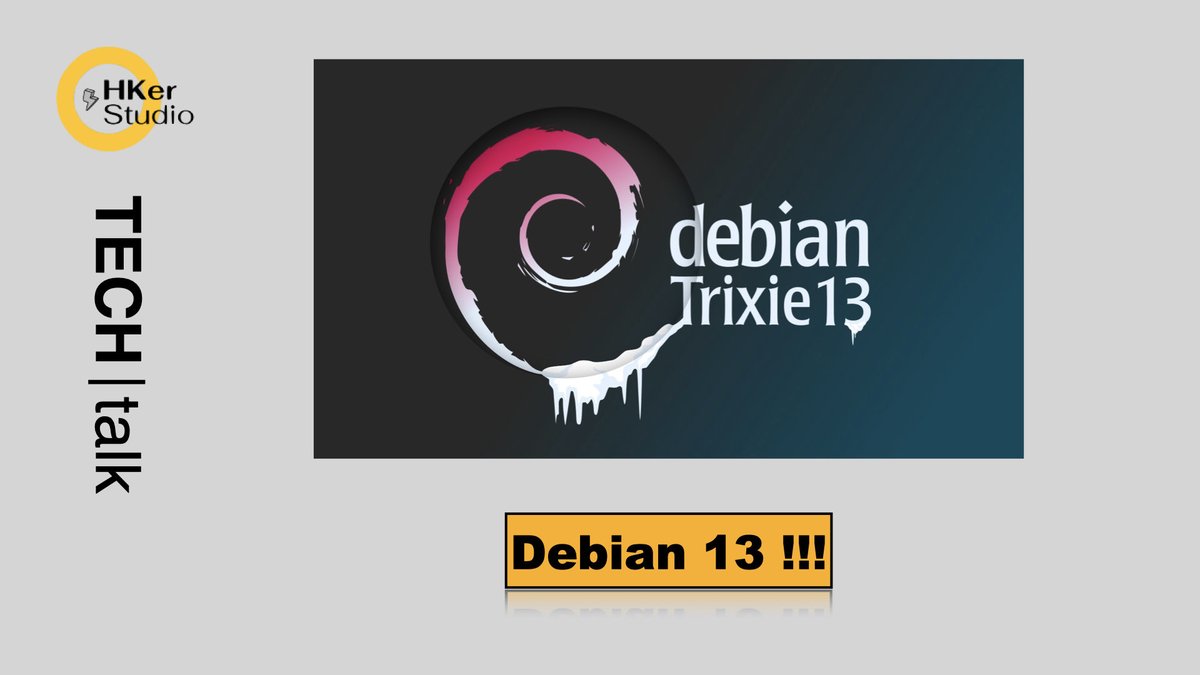 HKerStudio's tweet photo. #香港廣東話 TECH|talk 》Debian 13 OA:20250710
#debian13 #trixie  #ubuntu25 #raspberrypios #arm #riscv 
「網絡中人」Playlist：
https://t.co/YIcriW4ZgH
本片：
https://t.co/fdgJe3UbuT https://t.co/K0uVQmvhE4