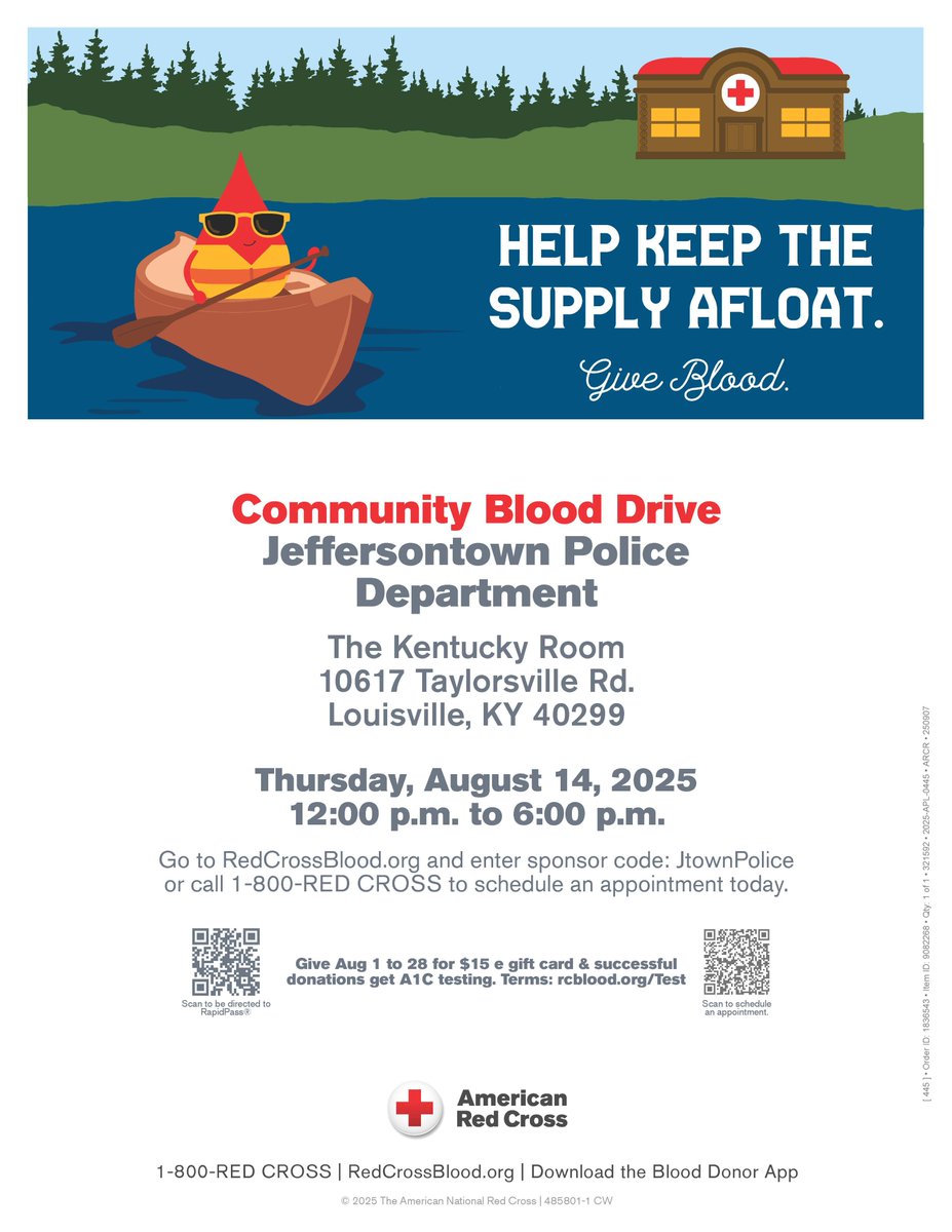 Upcoming blood drive 8/14/25 12-6PM

Together we can save lives by simply spreading the word. 
facebook.com/share/1AHi7TBQ…