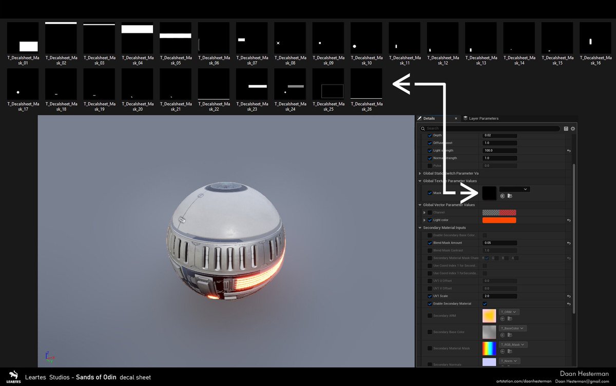This is the Decal Sheet I made for my new environment called Sands of Odin.
All renders are made in Unreal Engine 5.
I am using the card system to display the height.
This system is completely game ready.

Post link: artstation.com/artwork/ZlXo30