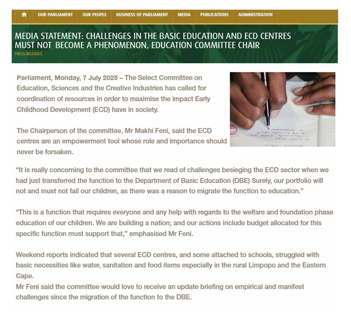 Centre for ECD (@cecd_online) on Twitter photo “We do not want a system that breaks our children and their early educators either through budget constraints or infrastructure." - Read more from the media statement from the <a href="/ParliamentofRSA/">Parliament of RSA</a> on the challenges in the in the ECD sector, and the request made to the <a href="/DBE_SA/">Dep. Basic Education</a>. “We do not want a system that breaks our children and their early educators either through budget constraints or infrastructure." - Read more from the media statement from the <a href="/ParliamentofRSA/">Parliament of RSA</a> on the challenges in the in the ECD sector, and the request made to the <a href="/DBE_SA/">Dep. Basic Education</a>.