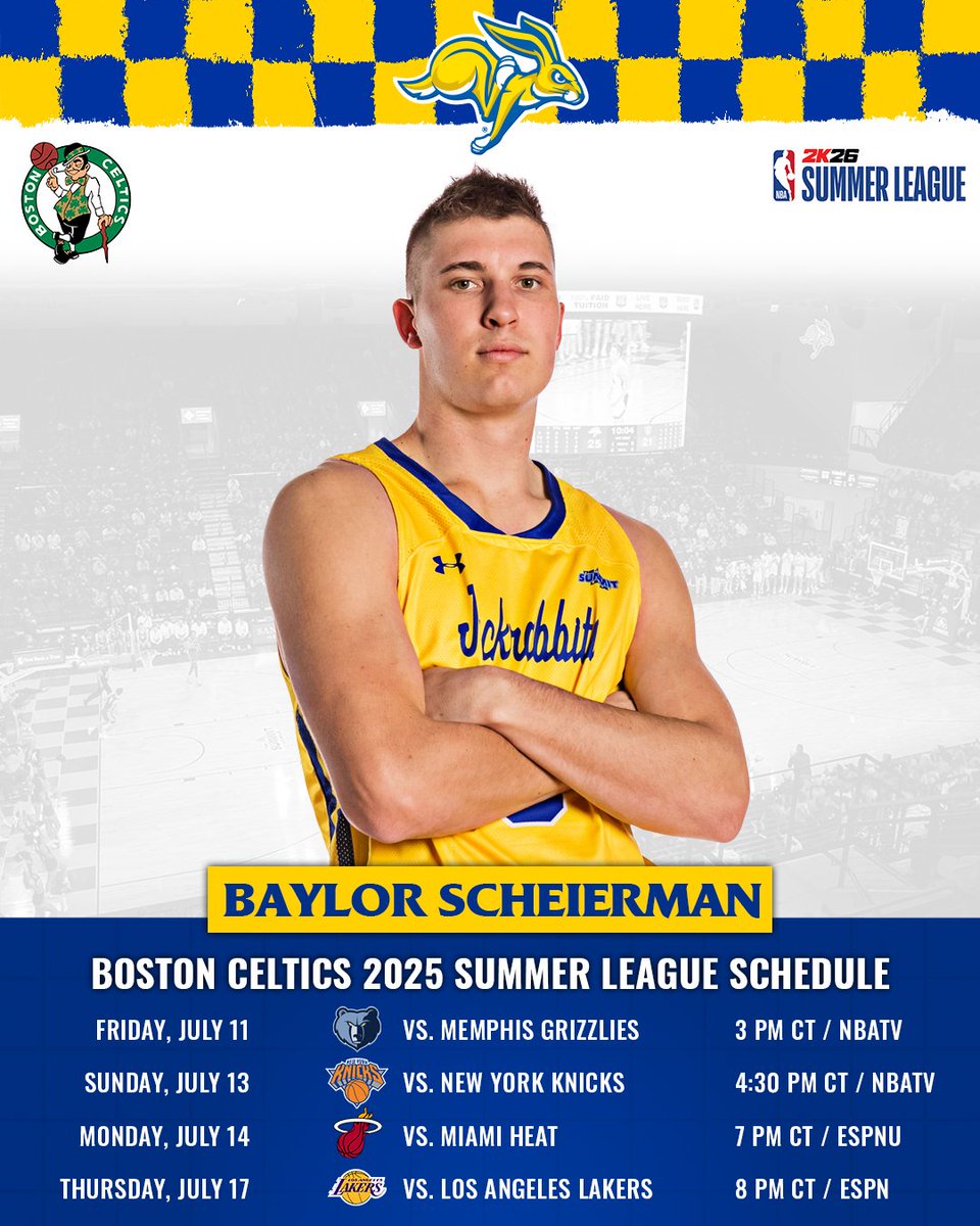 GoJacksMBB's tweet image. Year ✌️ incoming for another former Jackrabbit.

@playforhim3 gets Summer League started for the @celtics tomorrow afternoon!

#GoJacks 🐰