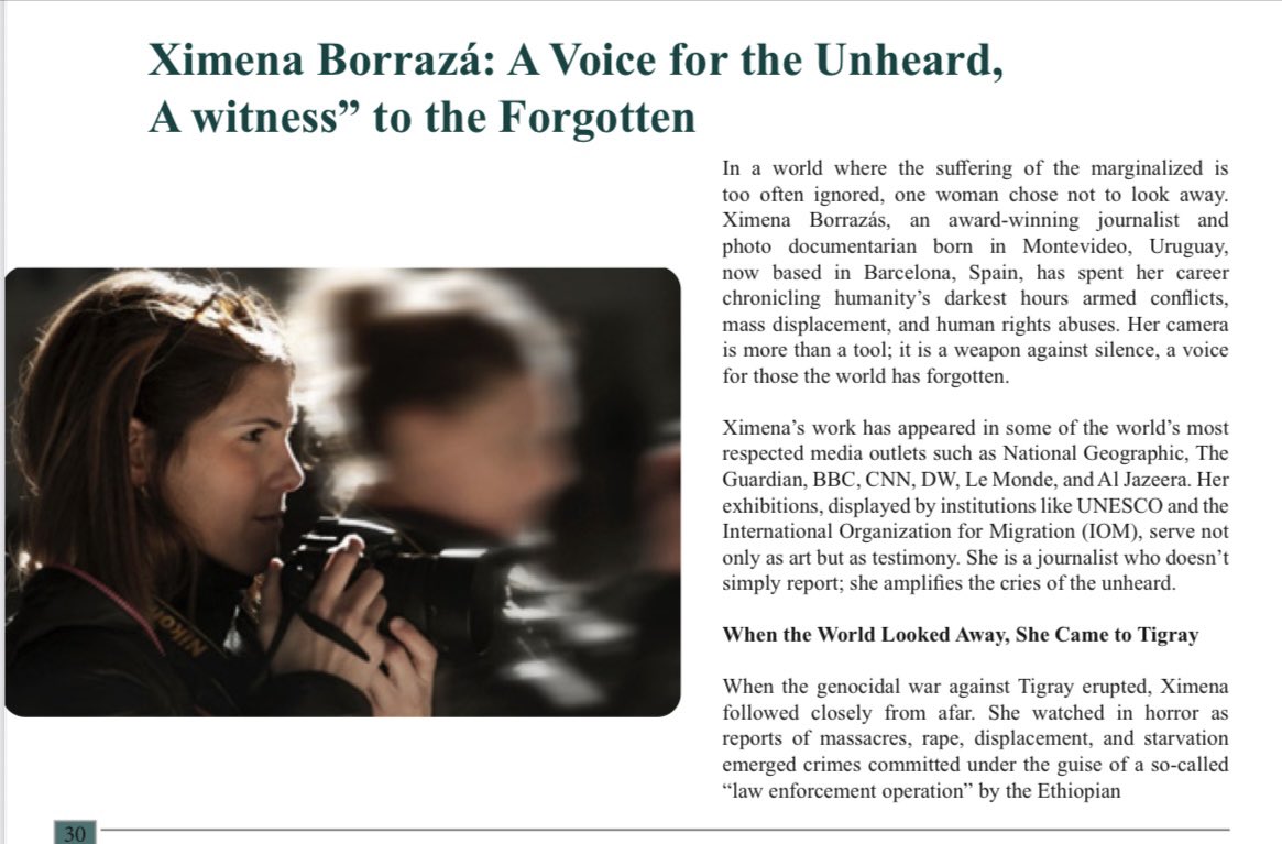 Ximena Borrazás: Voice for the Unheard, Witness to the Forgotten

Brushed off by media outlets, <a href="/XimenaBorrazas/">Ximena Borrazás</a> went to #Tigray, risking her safety and her career to report on the genocidal rape there. Thank you, Ximena, for bearing witness and for giving voice to those silenced.